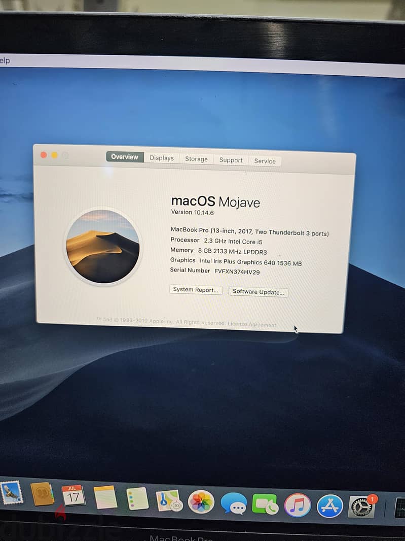 عرض ماك بوك macbook Pro 2017 Ram 8 ssd 256 13 inch 3