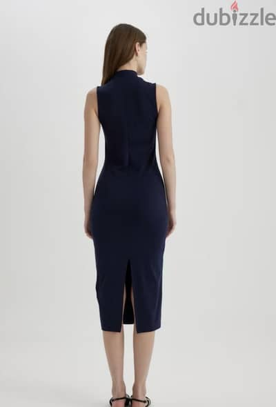Midi cotton navy dress