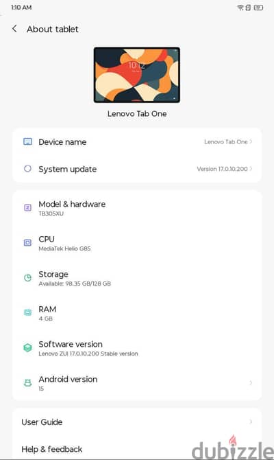 Lenovo tab one 128 gb للبيع