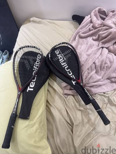 2 squash rackets technifibre 125s carbo flex