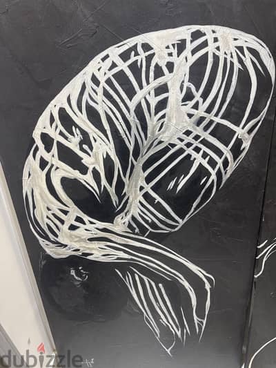 Original modern line art painting - black & white
