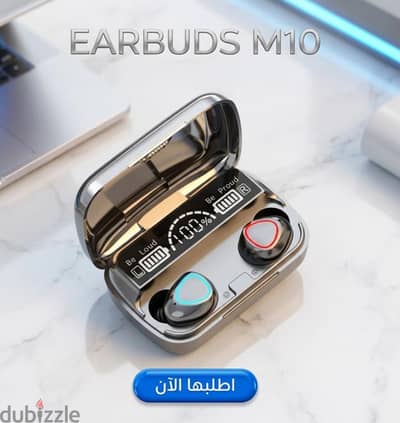 سماعات اذن M10 بلوتوث 5.0 داخل الاذن مع شاشة LED ذكية اسود