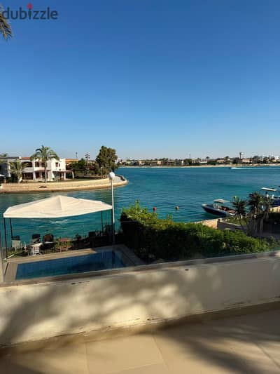 For rent in Marina 5, a villa on the first row of a rocky lake