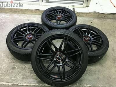 Lenso Project D 17 inch 4x100/114 with tires Kumho