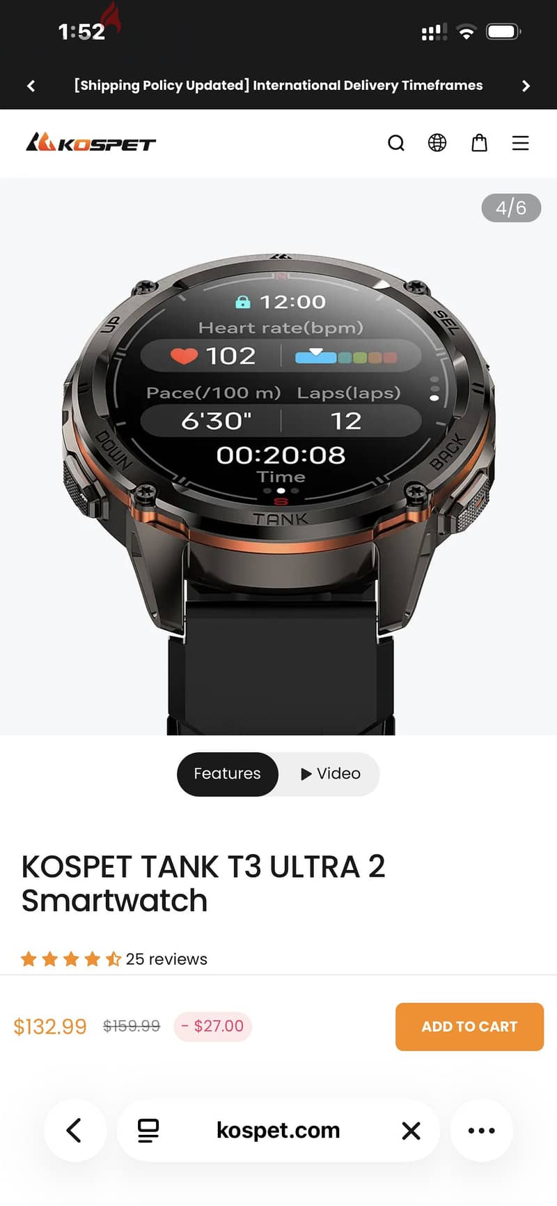 Kospet Smart Watch 3