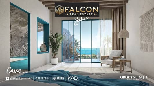 For sale: A fully finished luxury chalet in Dus Village featuring a panoramic lagoon view, available with a 10-year installment plan.