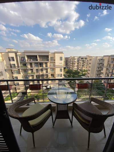 166m apartment for rent in Madinaty B8 Garden View fully furnished with air conditioning parking under the building
