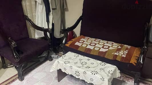 كنبه بمقعدين + كرسي
