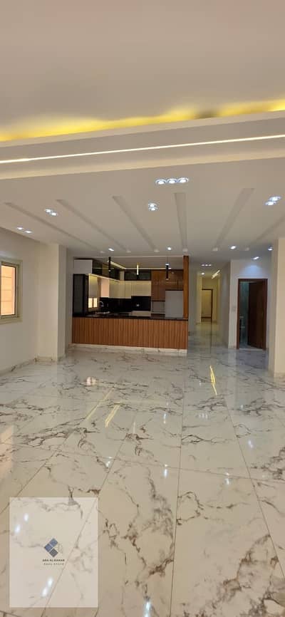 Apartment for sale in Al Obour City, Sixth District, 220 square meters, 3 rooms, 3 bathrooms, ultra-super lux finishing, ready for housing, installment up to two years, distinctive location near all services