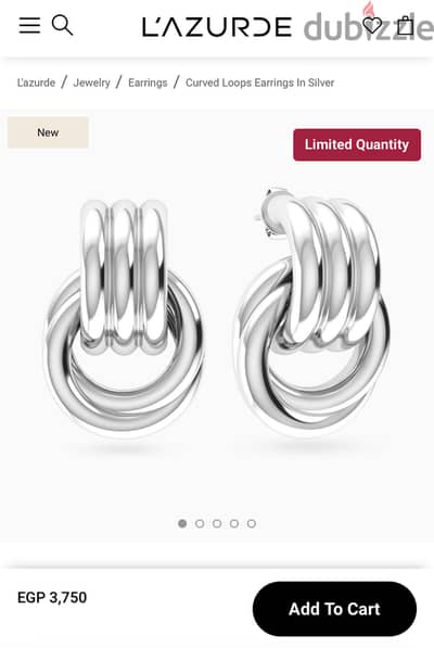 Lazurde Waves Curved Loops Earrings In Silver