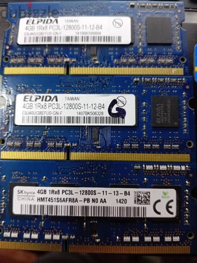 ٣ رامات ٤ جيجا ddr3  1600 mhz