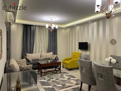 Furnished apartment 131 sqm first floor super lux finishings next to Avenue Mall and services bargain price Ninth Phase Al Rehab