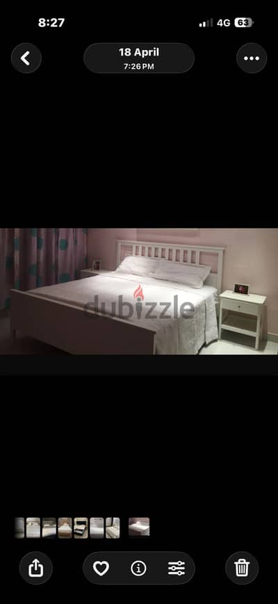HEMNES هيكل سرير, رمادي مصبوغ/Lönset, ‎180x200 سم‏ ايكيا اييض ١٨٠*٢٠٠