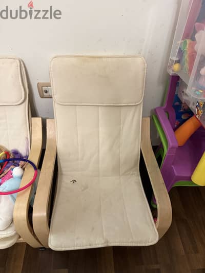 2 ikea kids wood chairs