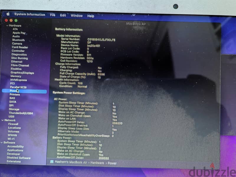 MacBook air 2017 ram 8 SSD 128 8