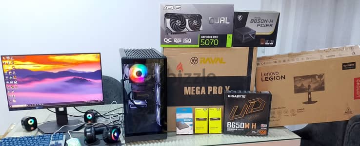 Pc gaming Ryzen 5 7500f and rtx 5070 12g  and monitor