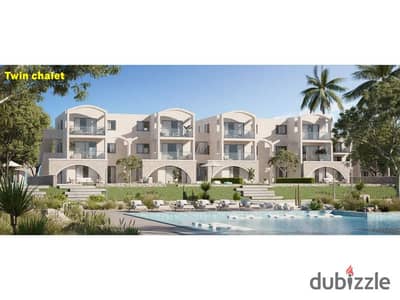 Chalet with Garden Fully Finished for sale with installments In a Prime Location directly on Lagoon in Salt, Tatweer Misr, Ras El Hekma, North Coast