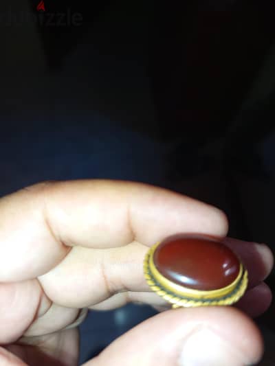 خاتم نحاس بحجر عقيق يماني كبدي