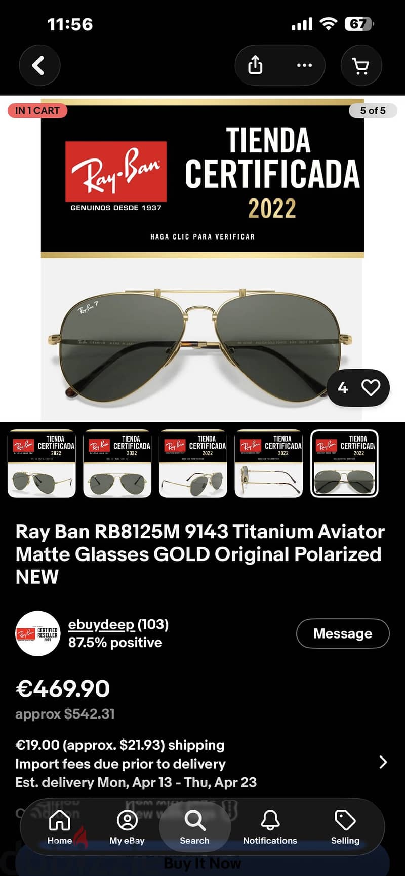 Ray-Ban titanium Aviatar 5