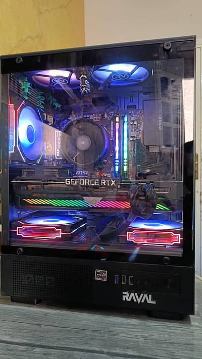 كيسة فاضية بالكرتونة 5 مراوح rgb + كنترولر متحكم في السرعه و الاضائة