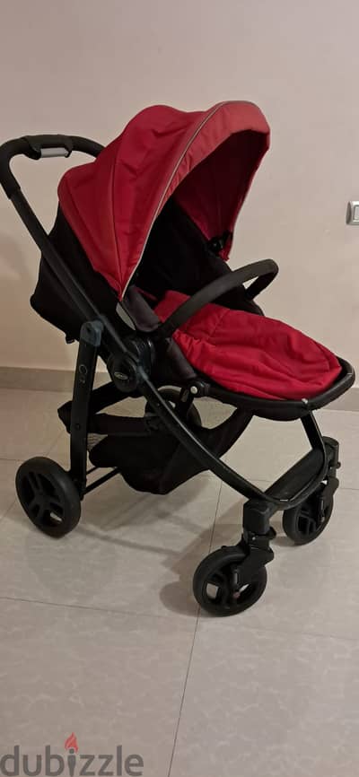 للبيع: عربة أطفال Graco Evo كاملة مع كارسيت – حالة ممتازة