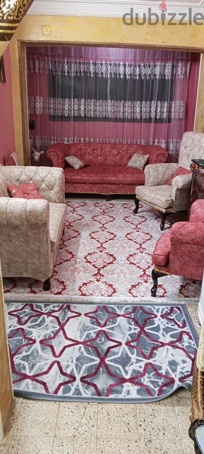 طقم انتريه كابتونية مرصع  كنبه ٣مقعد  وكنبة ٢مقعد و٢فوتية كاشمير × بيج