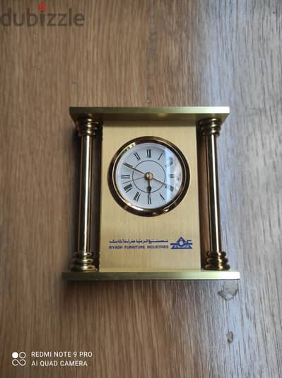 Vintage brass table clock & alarm
