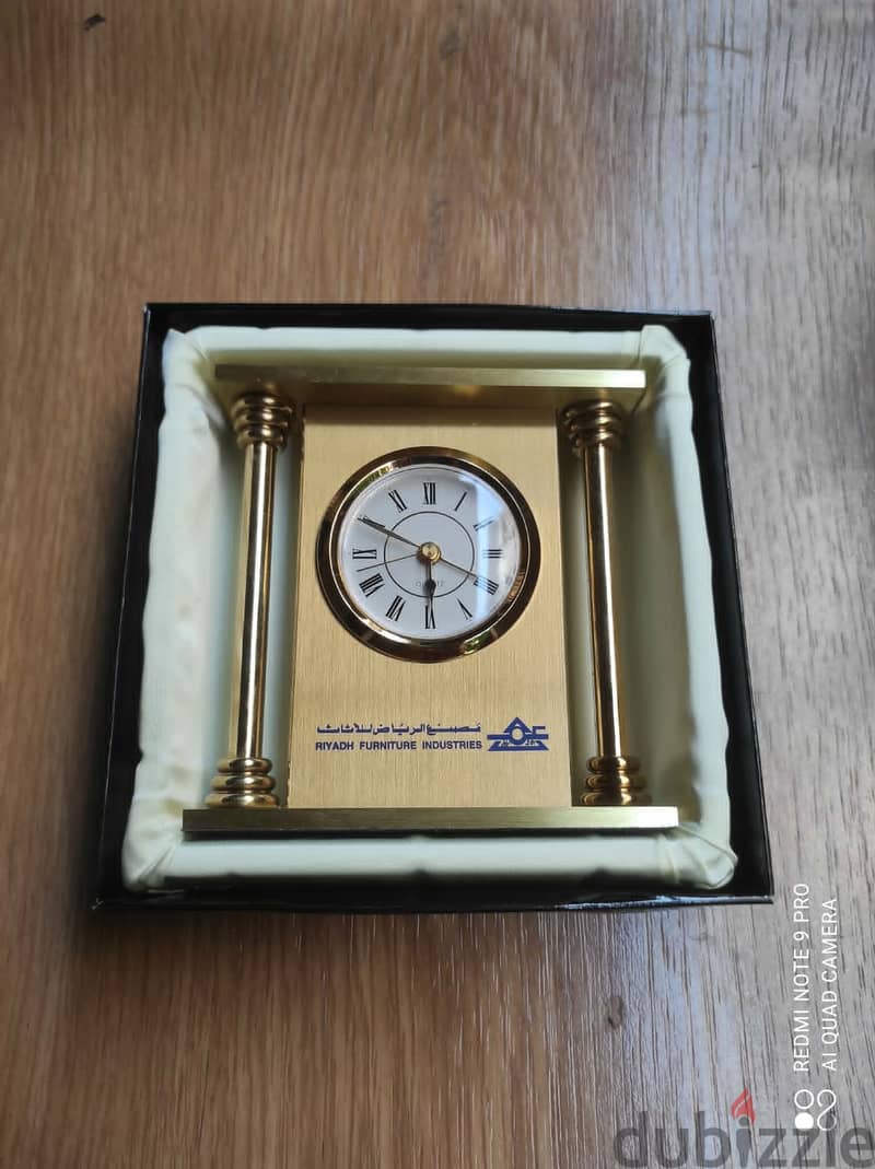 Vintage brass table clock & alarm 1