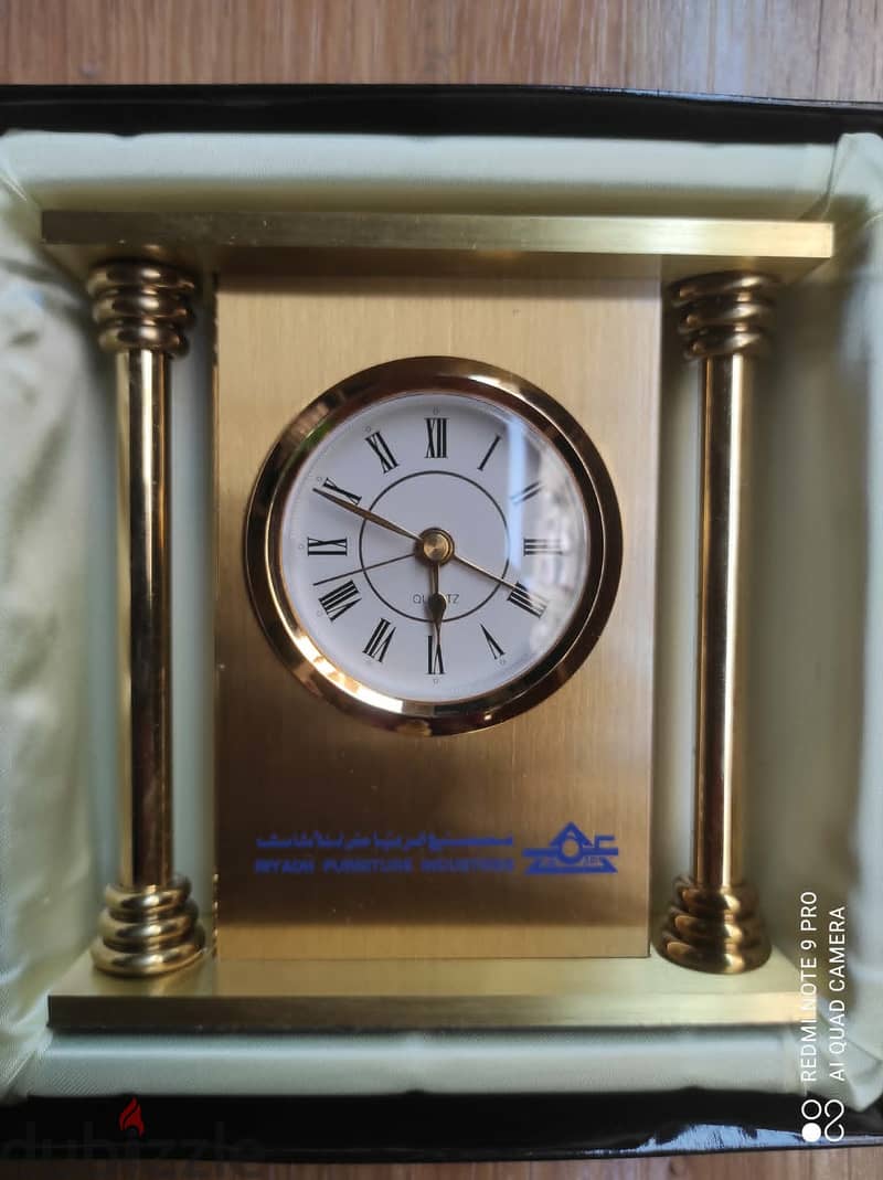 Vintage brass table clock & alarm 2
