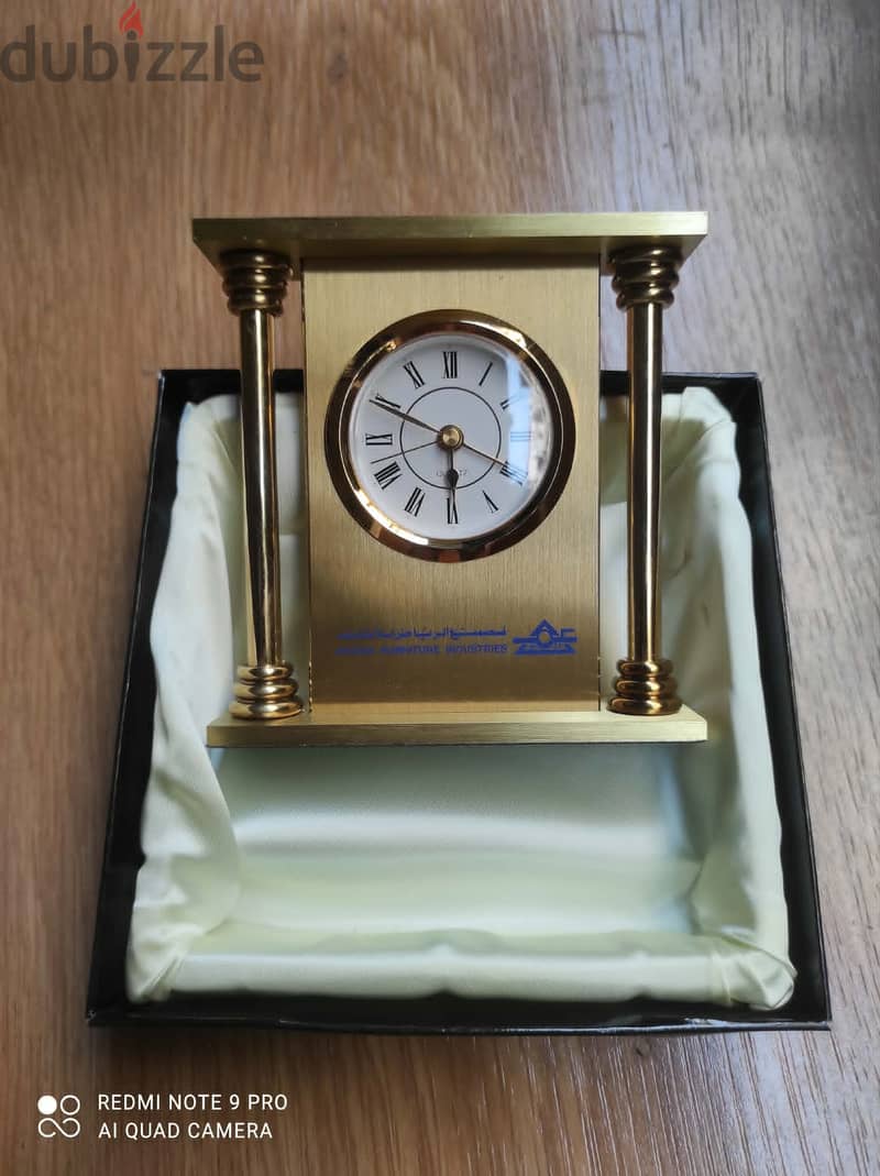 Vintage brass table clock & alarm 4