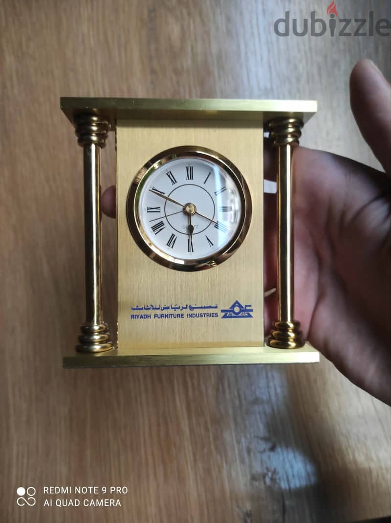 Vintage brass table clock & alarm 5