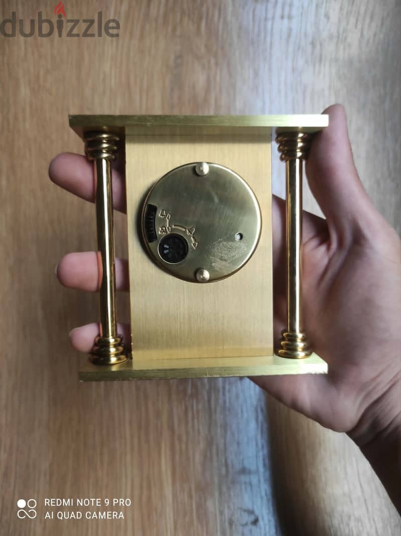 Vintage brass table clock & alarm 6