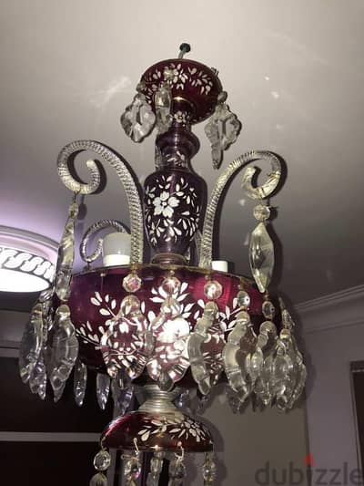 Rare vintage Czech Republic bohemian crystal chandelier-handpainted