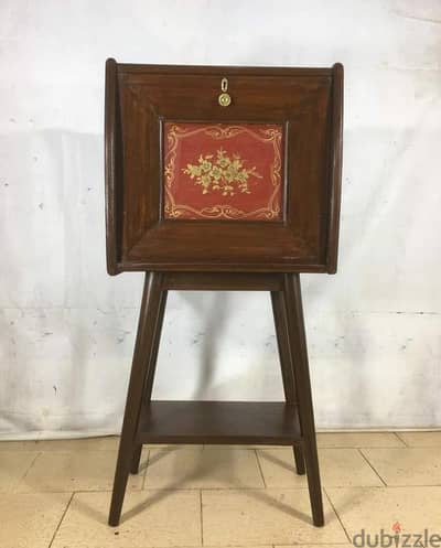vintage french oak Wood handpainted serving table and bar - excellent