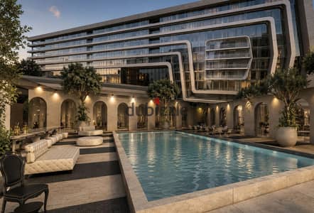 Crystal Plaza Compound, Al-Morashdy Architect, directly on the ring road, featuring swimming pools and landscaping next to Carrefour. An office equipped with a kitchen, air conditioning, and all electrical devices, overlooking the ring road and the fountain, with super lux finishing.