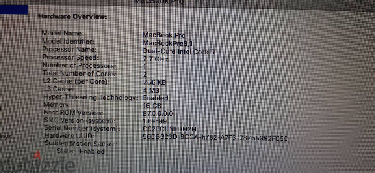 MacBook pro 8.1 core i7 8