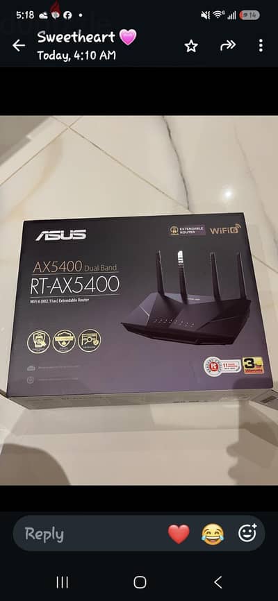 راوتر أسوس ASUS RT-AX5400 WiFi 6 بحالة ممتازة