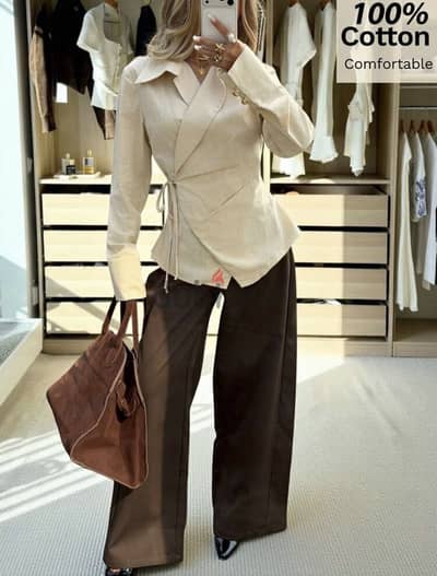 SHEIN Wrapped linen blouse