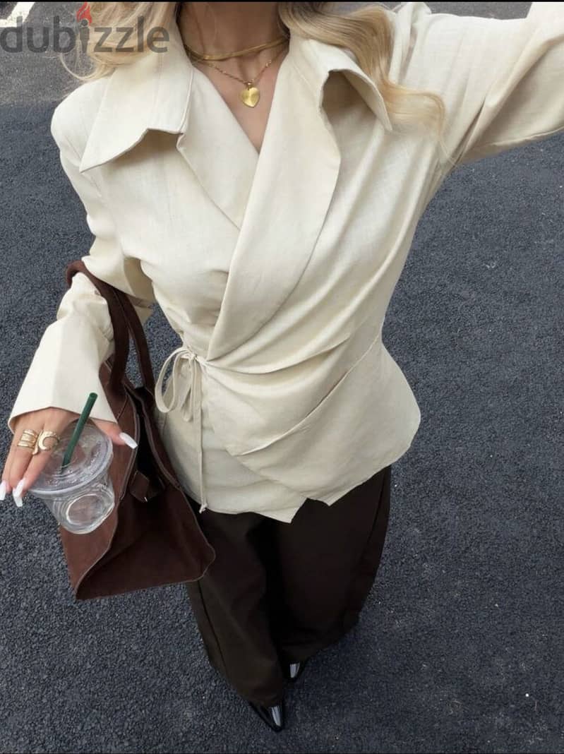 SHEIN Wrapped linen blouse 1