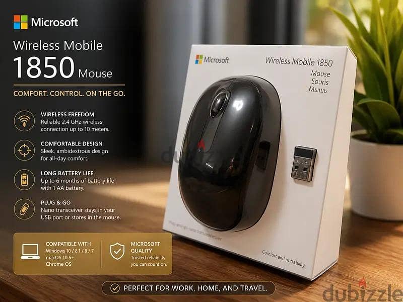 ماوس Microsoft Wireless Mobile Mouse 1850 الأصلي 1