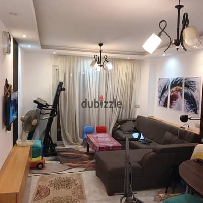 Furnished apartment for rent 117m two bedrooms and two bathrooms, second floor with no damage, super lux share in the garage