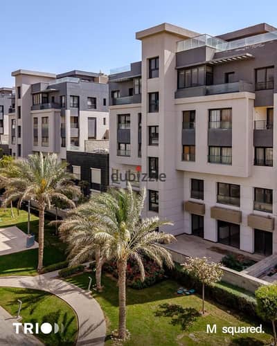 TRIO Gardens Project - New Cairo Available Ground Apartment with Garden Immediate Delivery 2 Rooms 135 Meters + 47 Meters Garden Price = 15,400,000 with a 30% Down Payment and Installments Up to 7 Years
