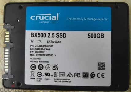 SSD 500 جيجا Crucial كسر زيرو