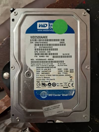 2hard disk WD blue 250 G