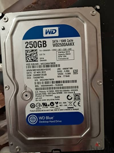 For sale hard disk WD blue 250 G