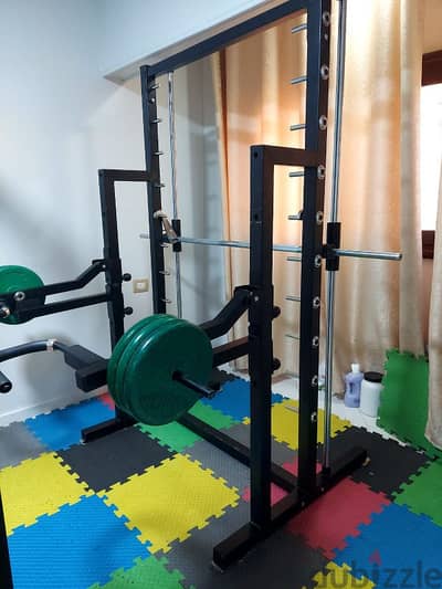 جيم منزلي: جهاز سميث + دراعات دفع صدر/كتف (2×1) - مالتي جيم multi gym