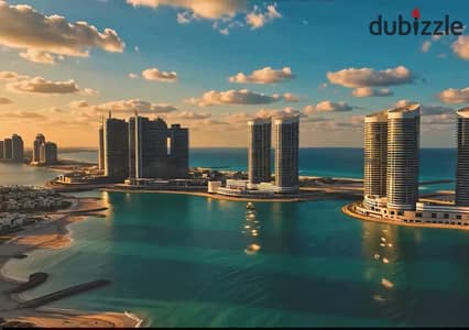شقة كبيرة في داون تاون العلمين فيو البحر والابراج   متقسمة 3 غرف 3 ريسيبشن و3 تراس 3 حمام مطبخ كبير مع بلكونه 179م