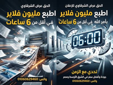 اطبع مليون فلاير فى اقل من 6 ساعات وتحدى . . . الشحن لكل أنحاء الجمهورية