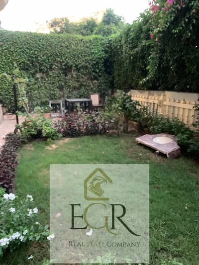 Furnished apartment for rent in Al Rehab, ground floor with garden, in the upscale locations of Al Rehab, next to Avenue Mall and the Mosque of Osman ibn Affan.