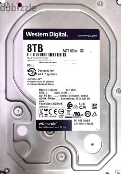 WD Purple 8TB HDD - Health 100% - Performance 100% - بدون Bad Sectors